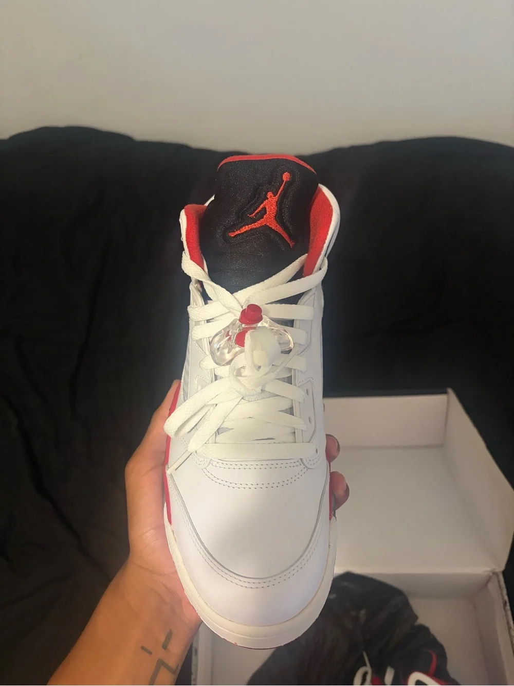 Jordan Air Jordan 5 Retro White/Fire Red/Black Men's Shoe Box Label